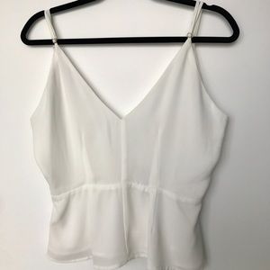 White Peplum Cami, V neck and V back